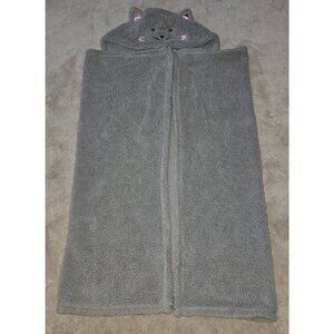 Silver One Gray Kitty Cat Hooded Blanket Soft Sherpa 39x53 Youth Boy Girl